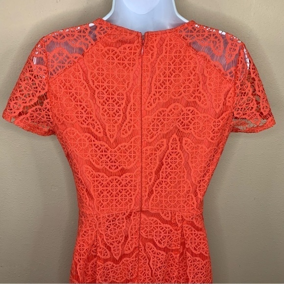 Size 6 Apt 9 Peach Orange Lace Event Party Cocktail Dress Short Sleeve - Picture 10 of 11
